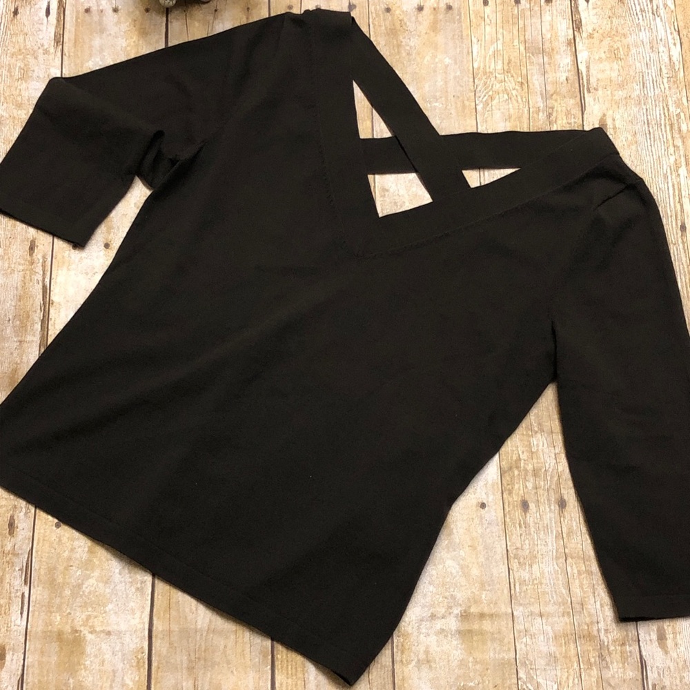 Lafayette 148 New York Brown Deep V Sweater